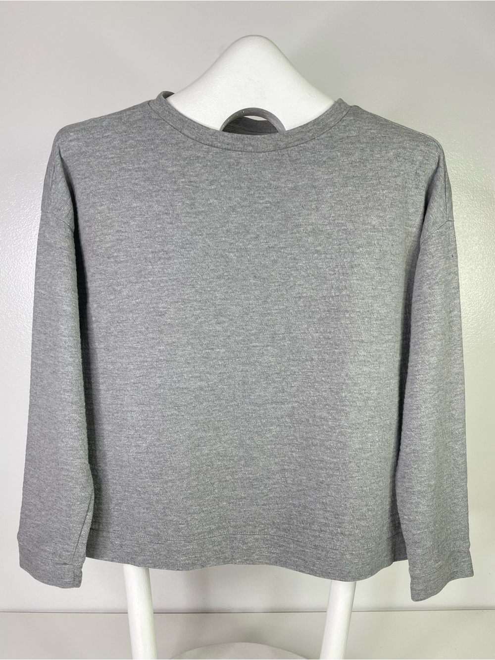 Zara Womens Size S Grey Heathered Boxy Cropped Sweatshirt Long Sleeve Sweater